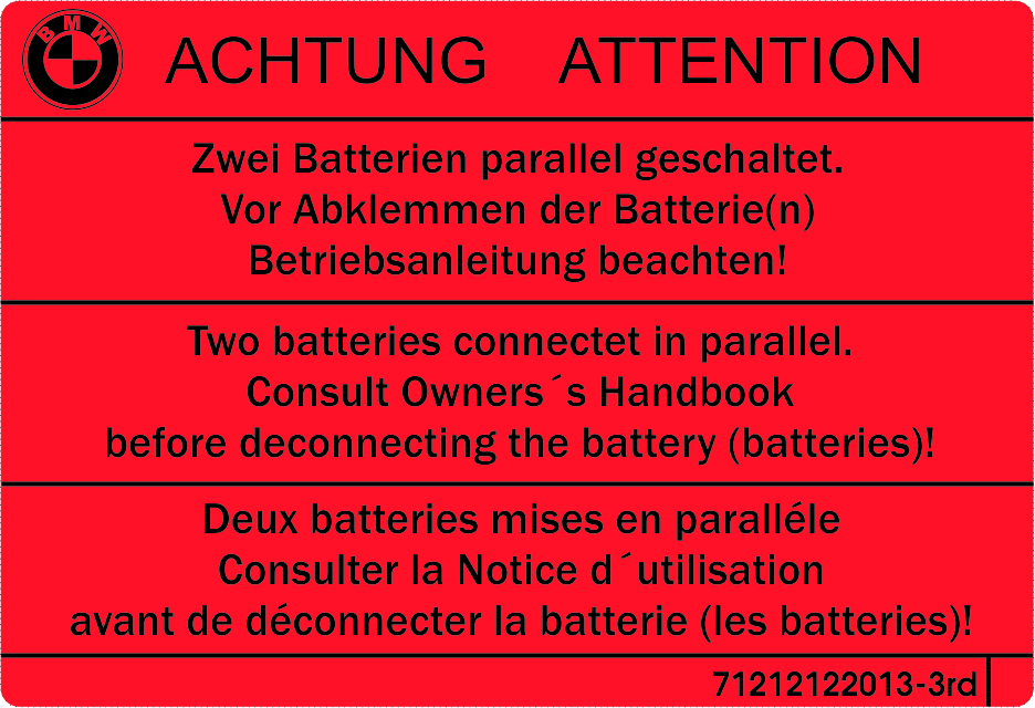 E31 Aufkleber "zwei Batterien"