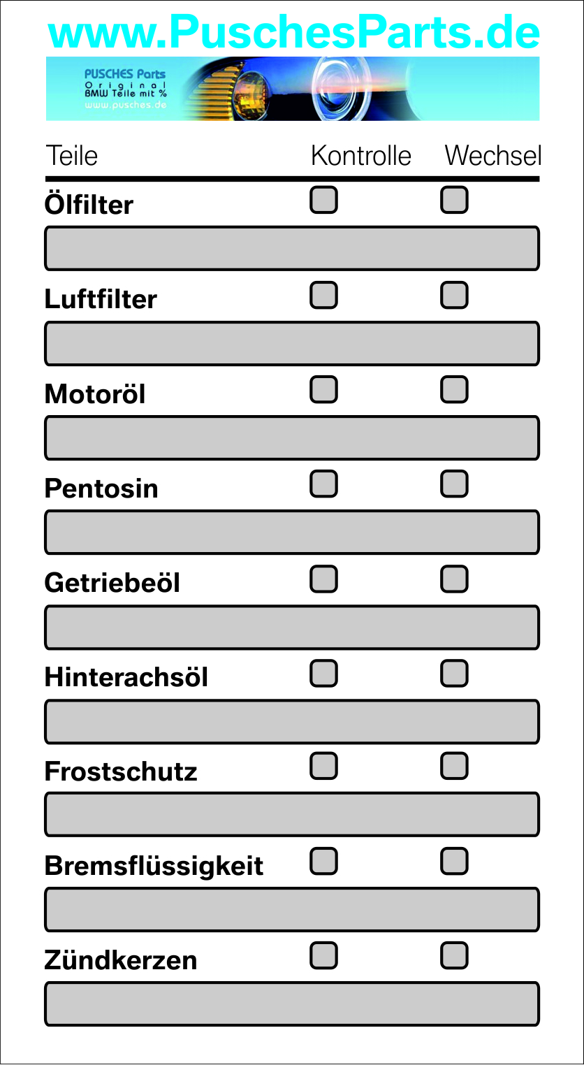 PuschesParts Ölzettel