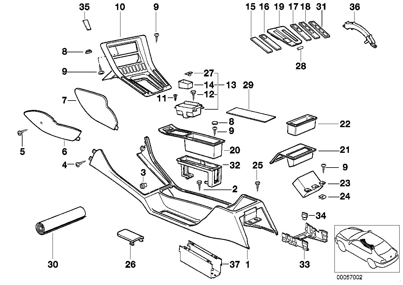 E31 Ablagefach Mittelkonsole Hinten oben (22) *NEU*